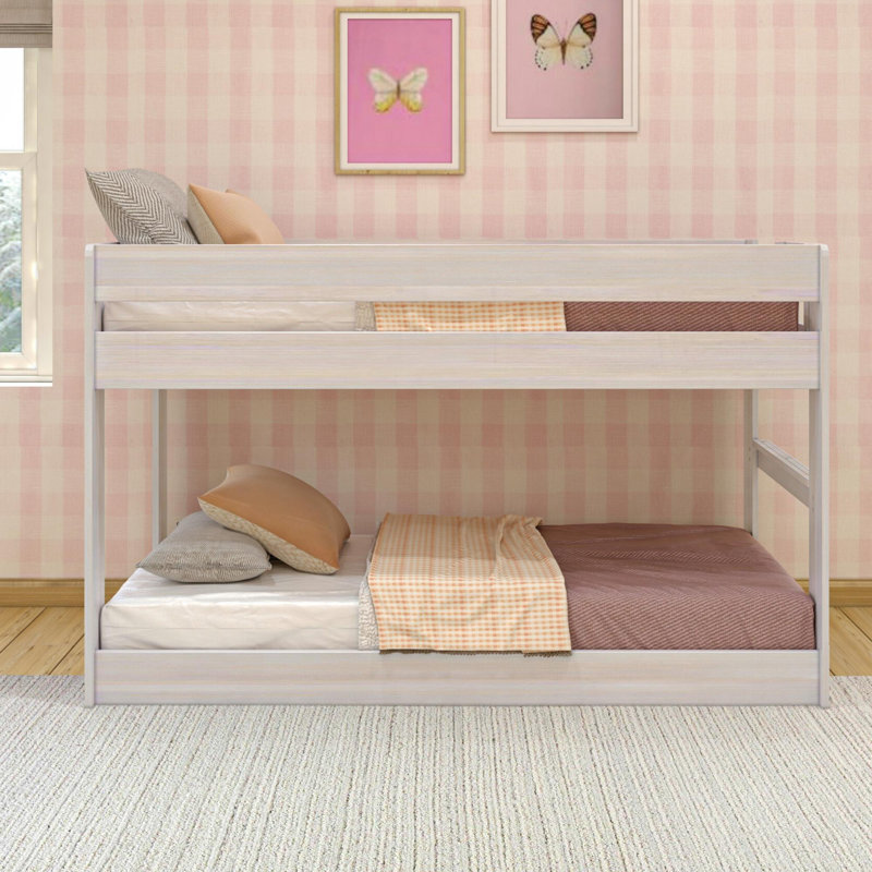 Decimus Kids Twin Over Twin Bunk Bed, White Wash
