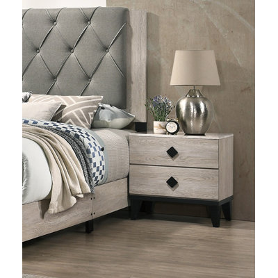 Table de chevet contemporaine en contreplaqué de couleur crème avec tiroirs | Idée de cadeau