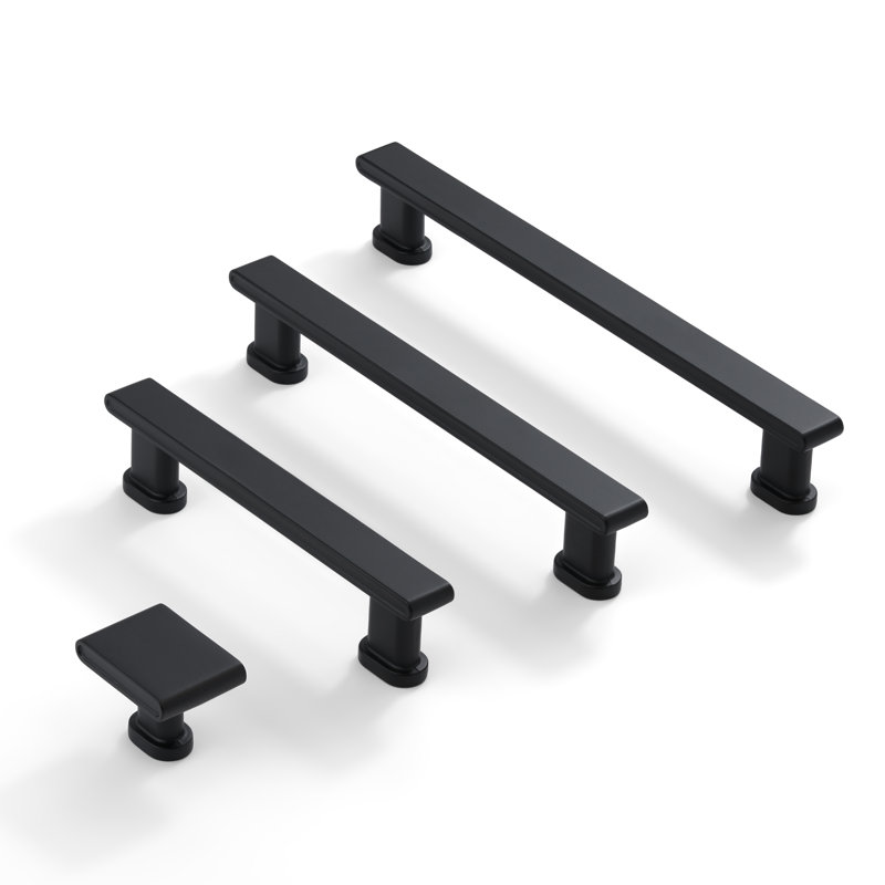 Ensemble de poignées de tiroir de cuisine avec socle rond de nouvelle collection 3,75 po 5 po 6,3 po, Noir mat, 5"