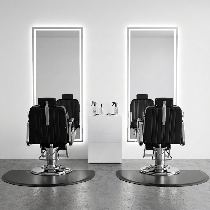 Tapis de sol noir anti-fatigue pour salon et salon de coiffure, L 48 po x P 36 po