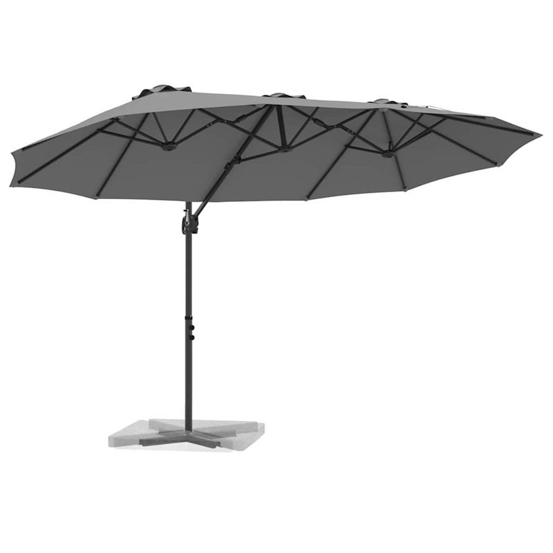 Umbrella Polyester and Aluminium Outdoor Parasol Garden Shade Terrace, Anthracite