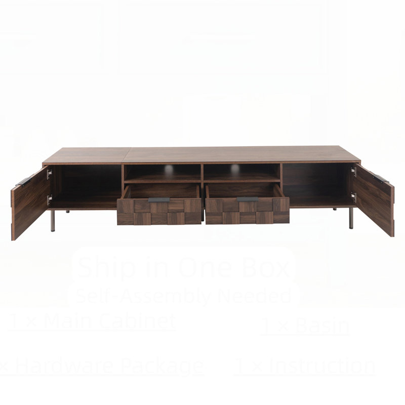 TV Stand for TVs up to 85", Dark Brown