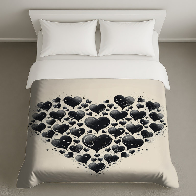 Housse de couette moderne Hearts Bedding, Grand lit