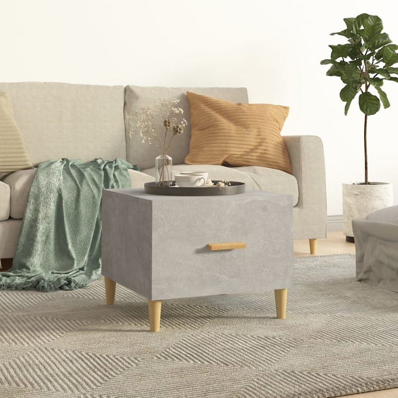 Lometa Side Table with Storage, Concrete Grey