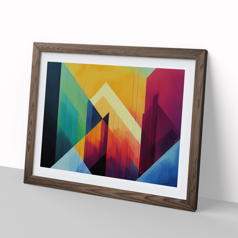 Flourishing Abstract - Single Picture Frame Painting, 46cm H x 64cm W x 2cm D, Walnut