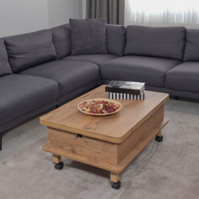 Table basse à roulettes avec rangement Lift-Top
