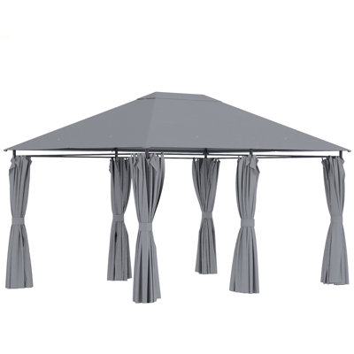 Outsunny 10' X 13' Outdoor Patio Gazebo, Canopy Shelter With 6 Removable Sidewalls & Steel Frame For Garden, Lawn, Backyard & Deck, Gray