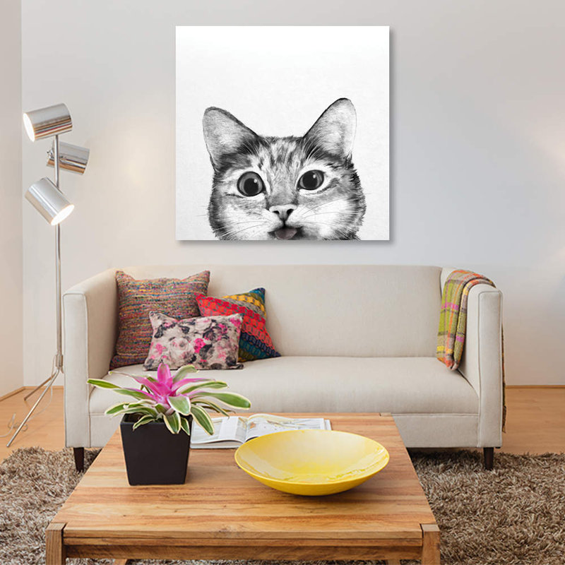 « idiote chat », reproduction sur toile, H 48 po x l 48 po x P 1,5 po, Toile tendue, Pas de tapis