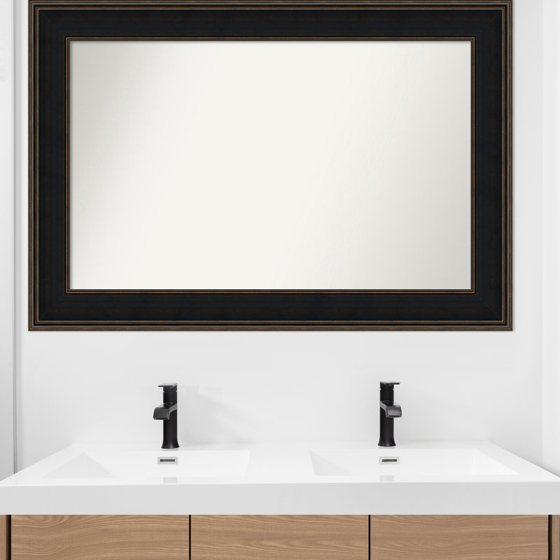 Mezzanine Espresso Non-Beveled Bathroom Wall Mirror, Rectangle, H 28,75 po x l 43,75 po