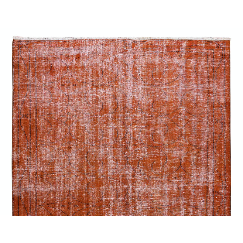 Tapis turc en laine noué à la main 5 x 8 pi. Tapis orange pour les intérieurs contemporains