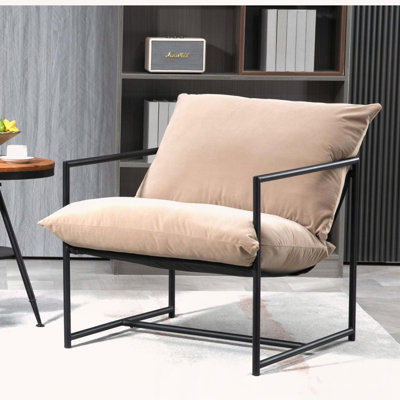 Fauteuil d'appoint inclinable élégant en velours moderne avec structure en métal