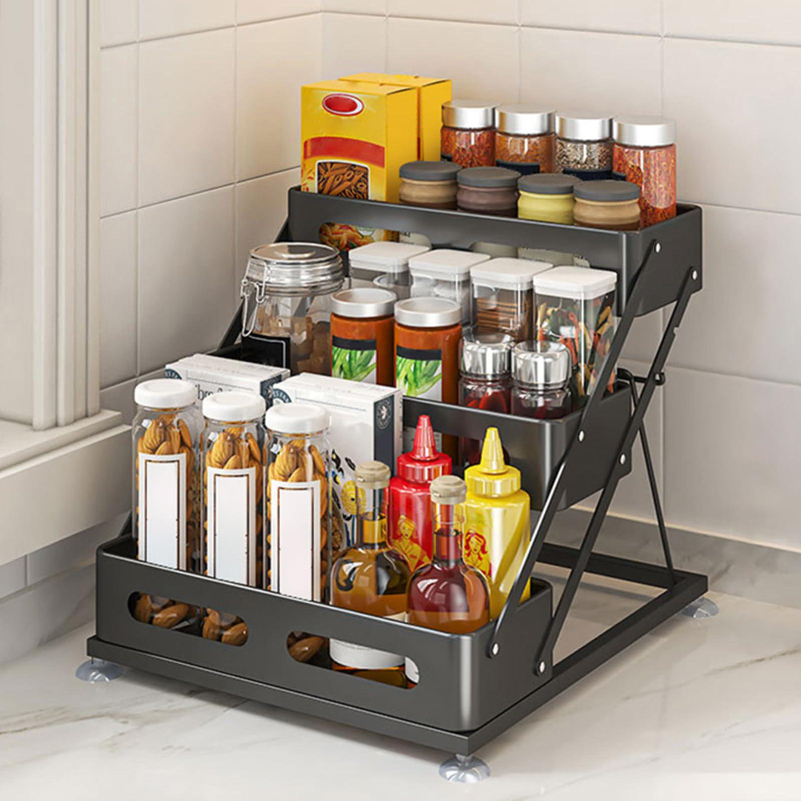 Mint Pantry 3 Tier Foldable Spice Rack For Countertop Iron Kitchen ...