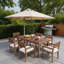 Ensemble de salle à manger 70,9 "en bois d'acacia pour 6 personnes, table de patio et chaises empilables avec coussins-77774961
