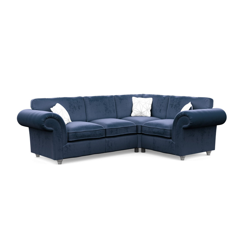 Windsor 4 Seater Velvet Corner Sofa, Royal, Silver