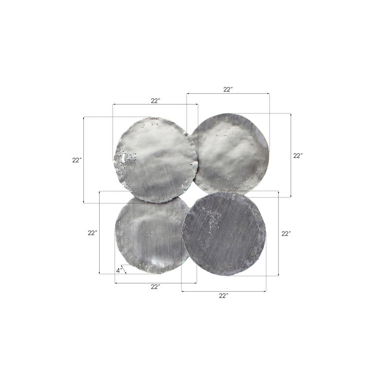 4 Piece Galvanized Wall Décor Set, Silver