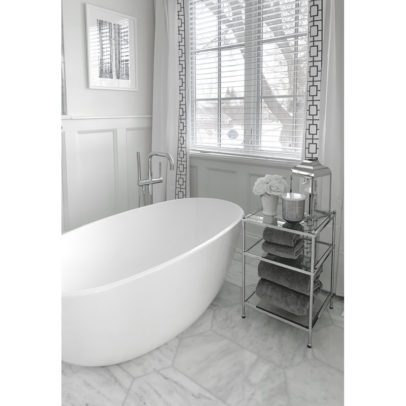 Alamo 66'' L Soaking Bathtub, Satin Brass, Matte White