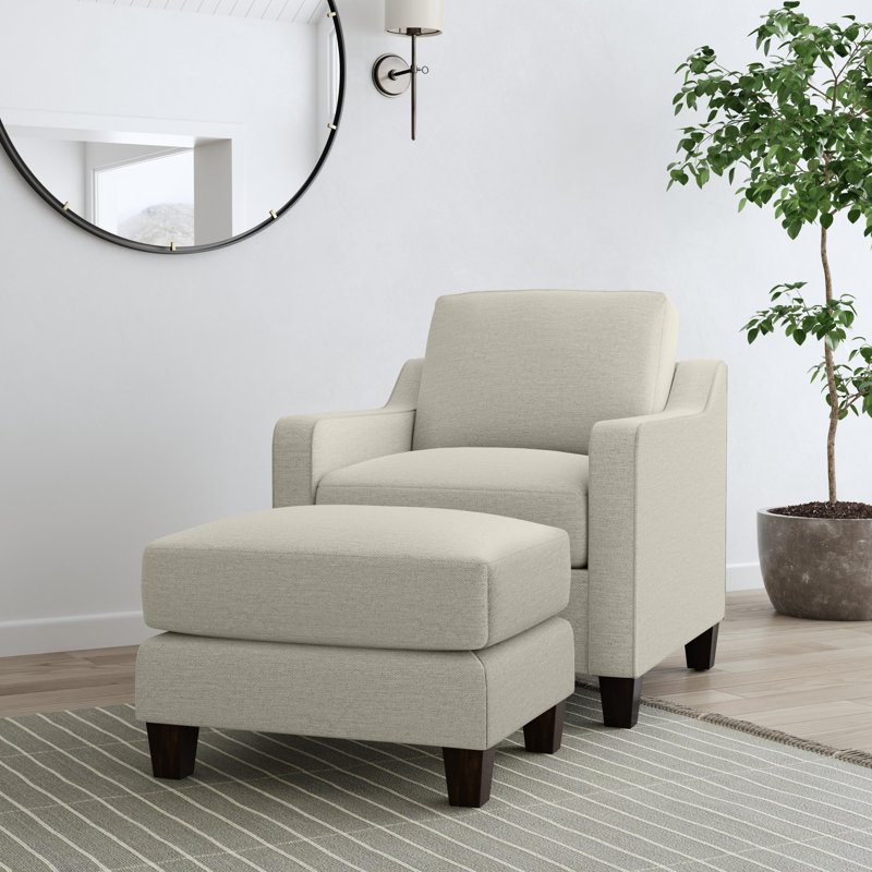 Drew Chair And Ottoman, Beige