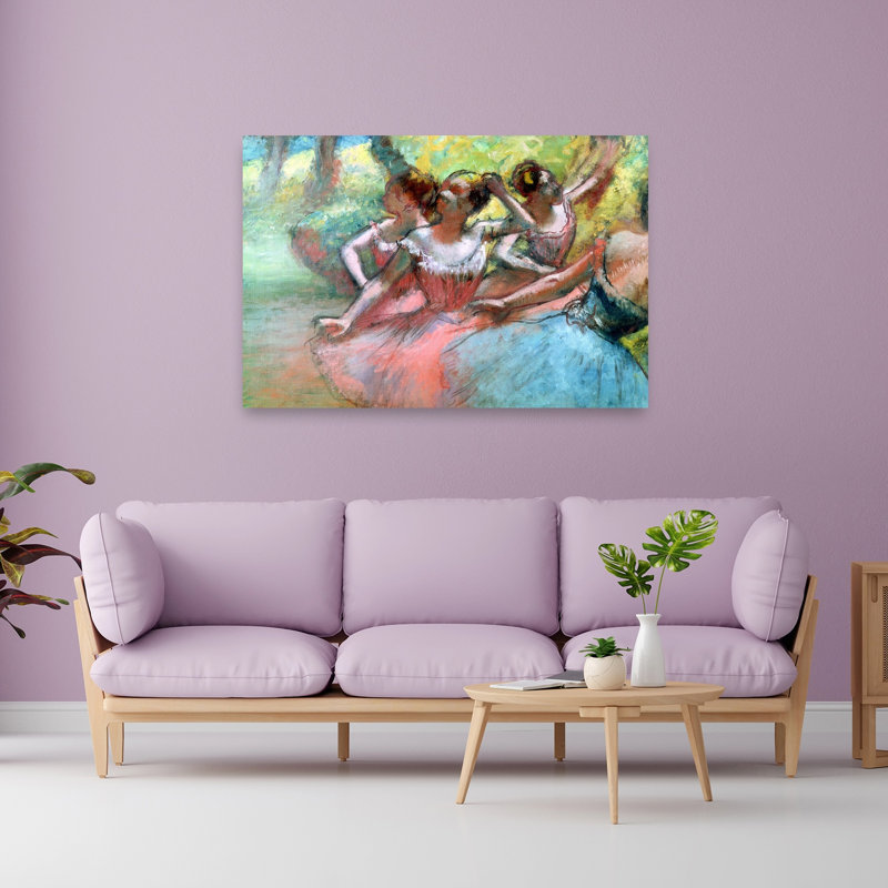 Quatre ballerines sur scène - Affiche d'art mural contemporain abstrait impressionniste, H 40 po x l 60 po