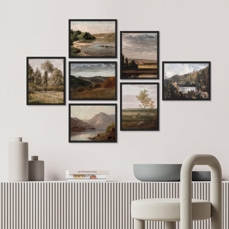«Autumn Rustic Abstract Nature Landscape Nature Wilderness» 7 pièces sur papier, Naturel, H 14 po x l 11 po