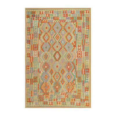 Tapis contemporain rouge / orange / vert