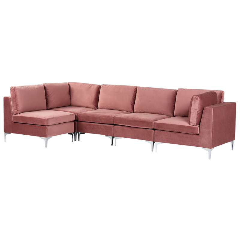 Millings 5 Seater Velvet Corner Sofa , Right Hand Facing, Pink