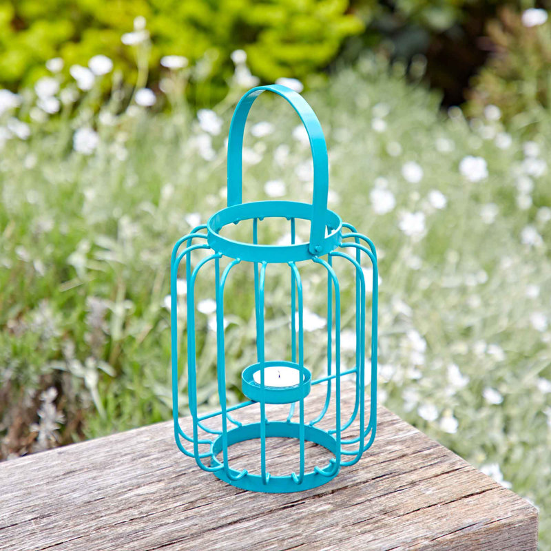 Metal Floor Tealight Holder, Teal