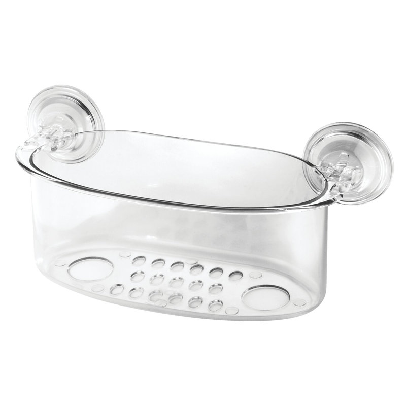 Organisateur de panier de rangement mural à ventouse en plastique sans BPA iDesign - transparent