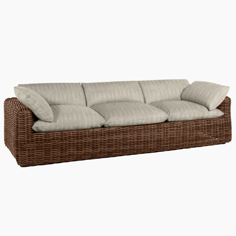 Montecito Woven Sofa - Raffia, No Welt, Raffia, Herringbone Sand