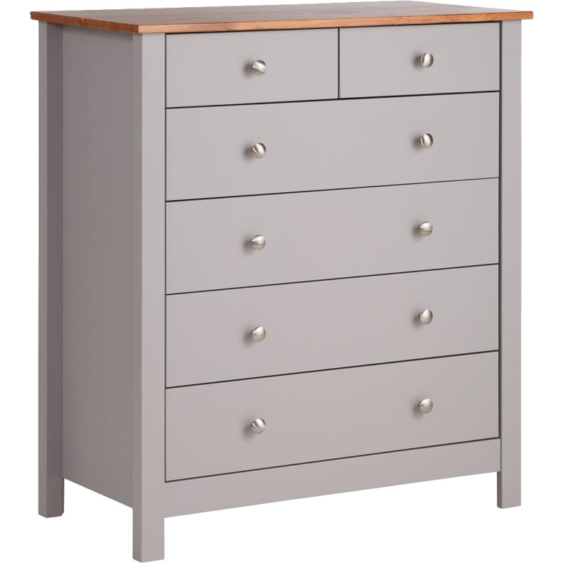 Commode 6 tiroirs l 31,54 po, Gris