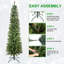 Arbre de Noël 7 pi avec crayon vert - conception mince en PVC avec 469 pointes, peu encombrant et support en métal stable pour les petits espaces-24027361