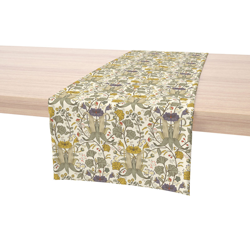 Floral Table Runner – 100% Cotton, Washable, Farmhouse Dining Linen, 16" x 108"