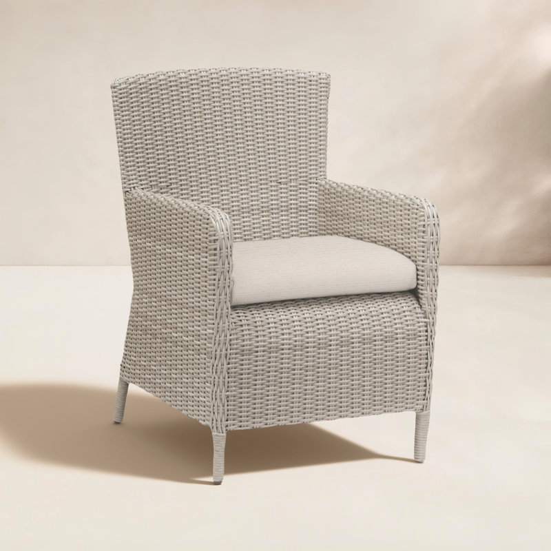 Manhattan Outdoor Dining Armchair, Antique Beige Sunbrella® Canvas