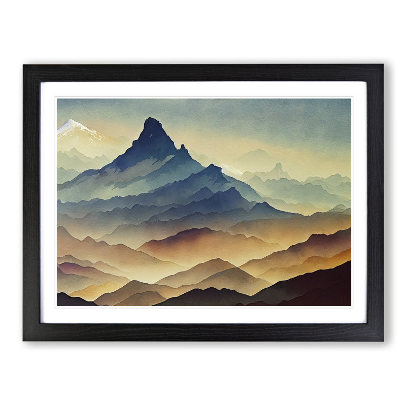 View of a Mountain Landscape Vol.1 - Framed Print, 34cm H x 46cm W x 2cm D, Black