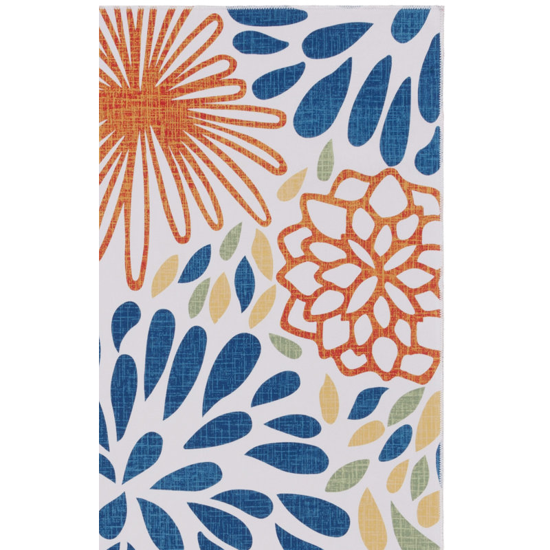 Amalea Performance Machine Washable Floral Rug, Runner 2'6" x 8'