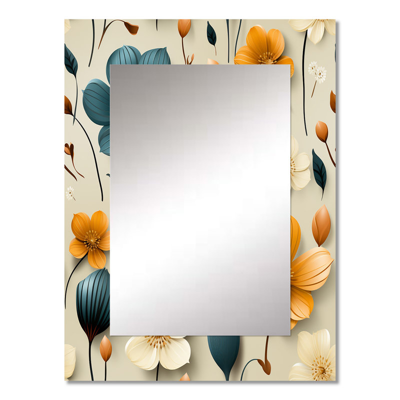 Mod Floral Nostalgia - Midcentury Mirror Wall Decor, 32" x 24"