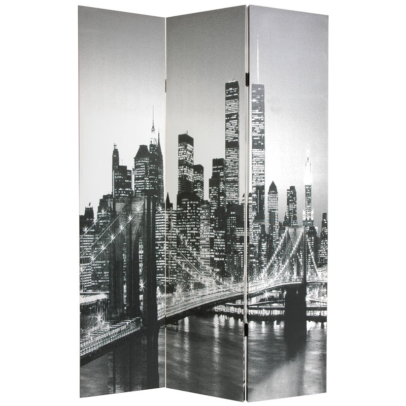 70.88" x 47.25" New York Scenes 3 Panel Room Divider, 6 ft tall 