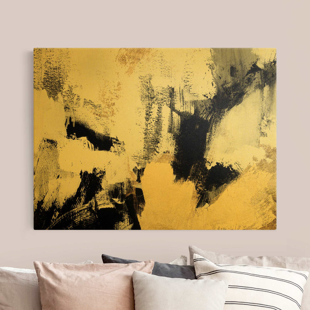 Gold Collage Kunstdruck auf Leinwand