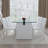 71" Modern Dining Table Set With PU Leather Chairs, Elegant Kitchen Table For Family Meals-757151079-758004187
