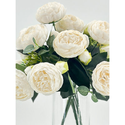 Rose Peony Arrangement, Artificial Faux Centerpiece