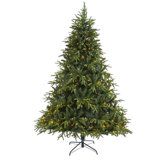 Green Lighted Artificial Fir Christmas Tree