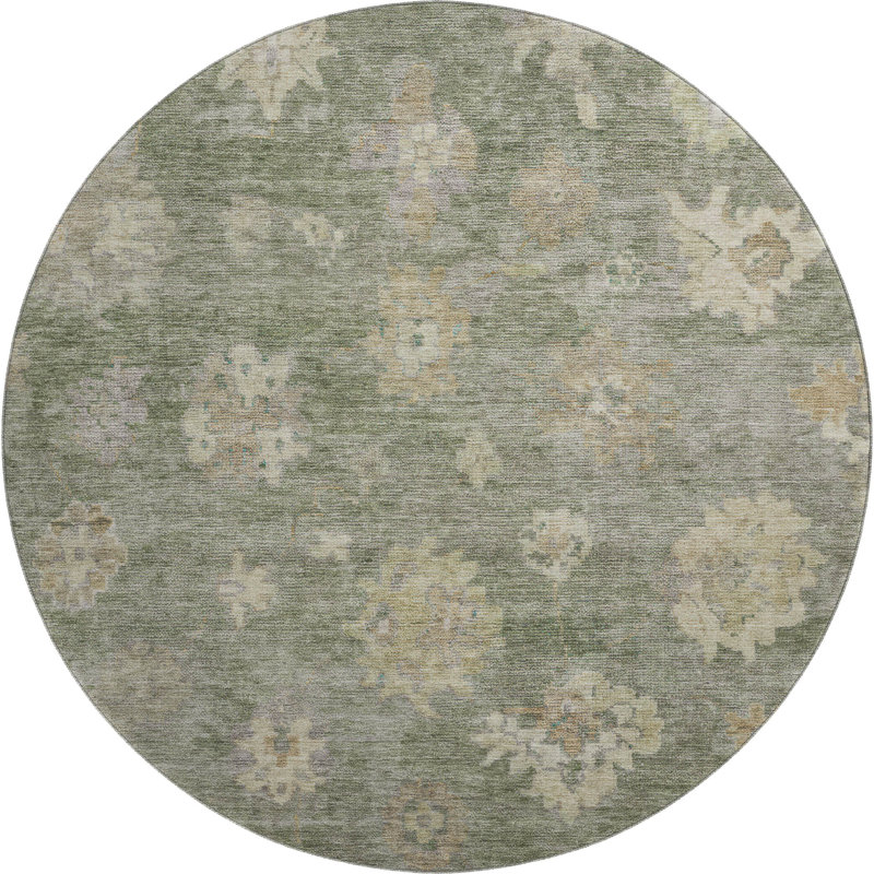 Premium Machine Washable Mayfield AMF2305 Global Rug, Sage, 8' Round