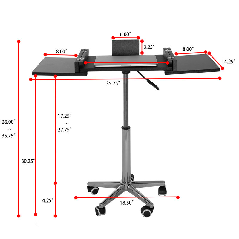 Eric 35.75'' H x 18.5'' W Laptop Cart with Wheels