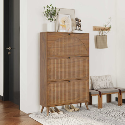 24 Pair Shoe Storage Cabinet With 3 Flip Drawers, Free Standing Hidden Shoe Organizer