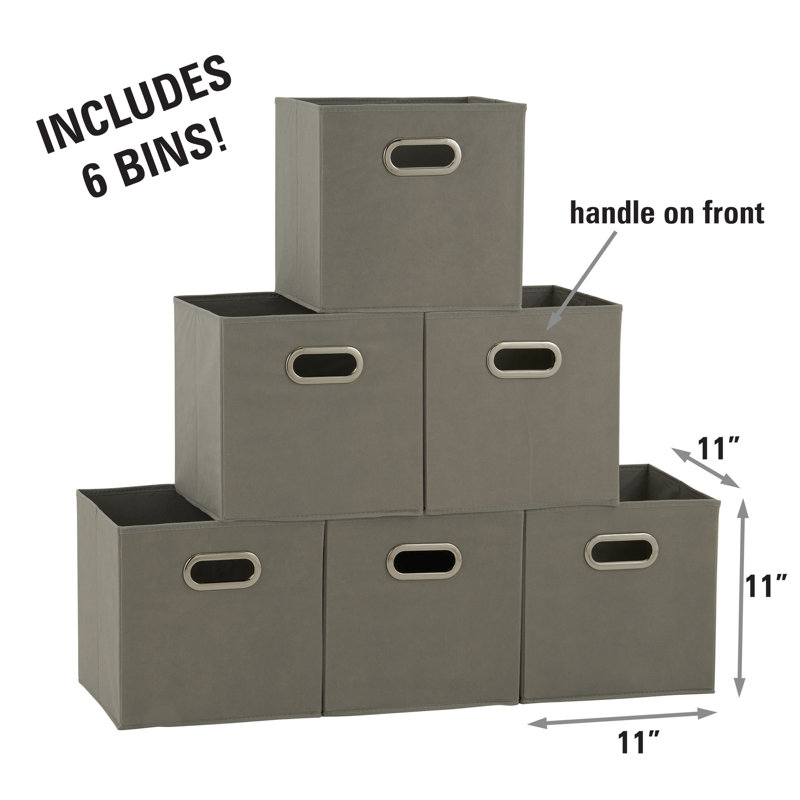 Wayfair Basics® Open Fabric Storage Bin Set, Gray