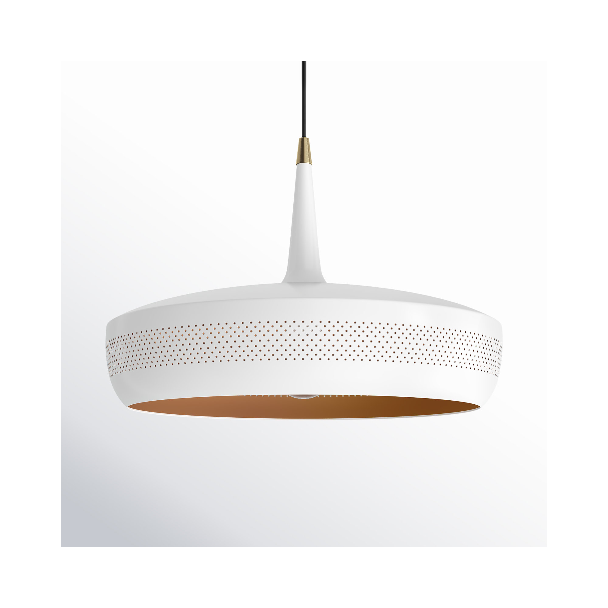 Charon Single Light Metal Dimmable Pendant, White/Gold, White