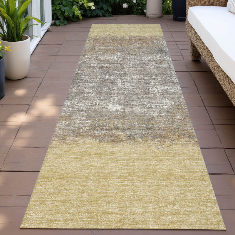 Machine Washable Indoor/Outdoor Husby ACN2214 Striped Rug, Runner 2'3" x 7'6"