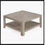 Table basse carrée avec rangement, frêne clair