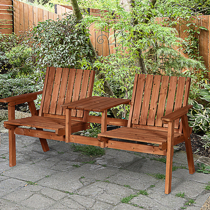Banc de patio, banc de jardin avec table du milieu et trou pour parasol