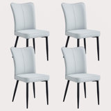 Modern Minimalist Dining Chairs, PU Curved Backrest And Seat Cushions, Electroplated Metal Chair Legs, Suitable For Restaurants, Bedrooms, And Living Rooms. A Set Of 4 Chairs.