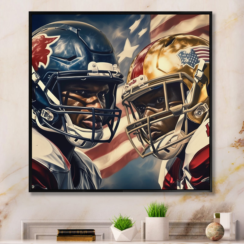 «Football Day Glory In USA I», reproduction sur toile, H 30 po x l 30 po x P 1 po, Cadre flottant noir